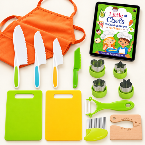 CulinaPlay Little Chef Kit complete bundle laid out flat